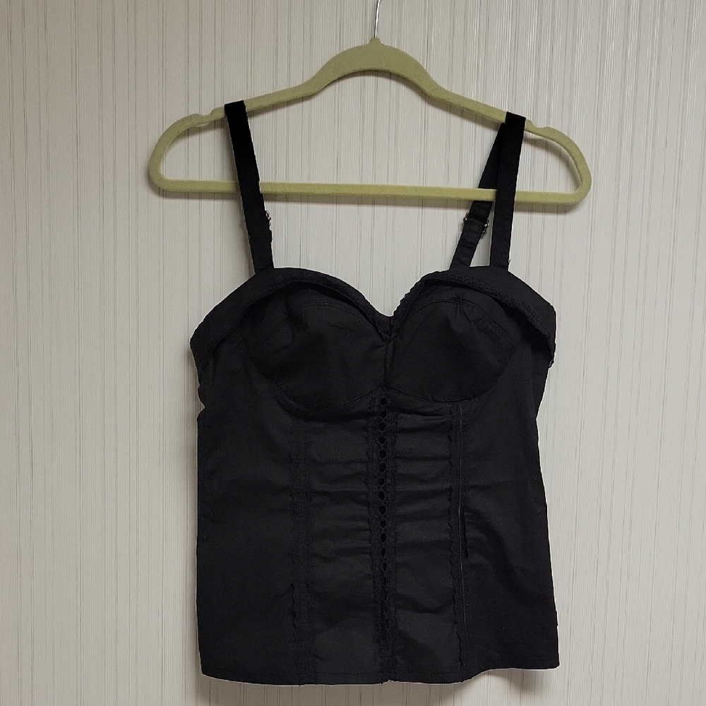 Royal Bones Black Open Lace Corset Top Medium Whimsigoth Goth Coquette
